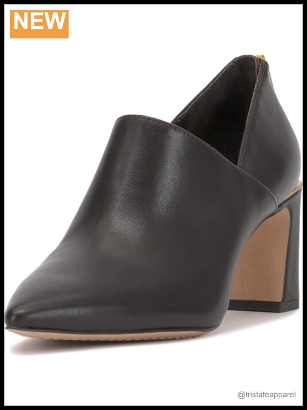 Leather Pointed Toe Block Heel Pump Formal Dress Shoe
